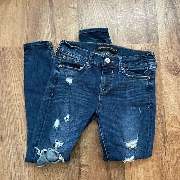 Express distressed legging mid rise jeans size 2 short - Picture 4 of 13
